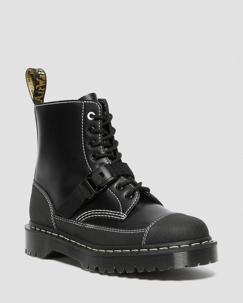 Black Men\'s Dr Martens 1460 Tech Made in England Leather Lace Up Boots | CA 538XYU